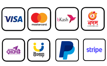 Pay with BKash,Nagad,Card,Stripe,Paypal